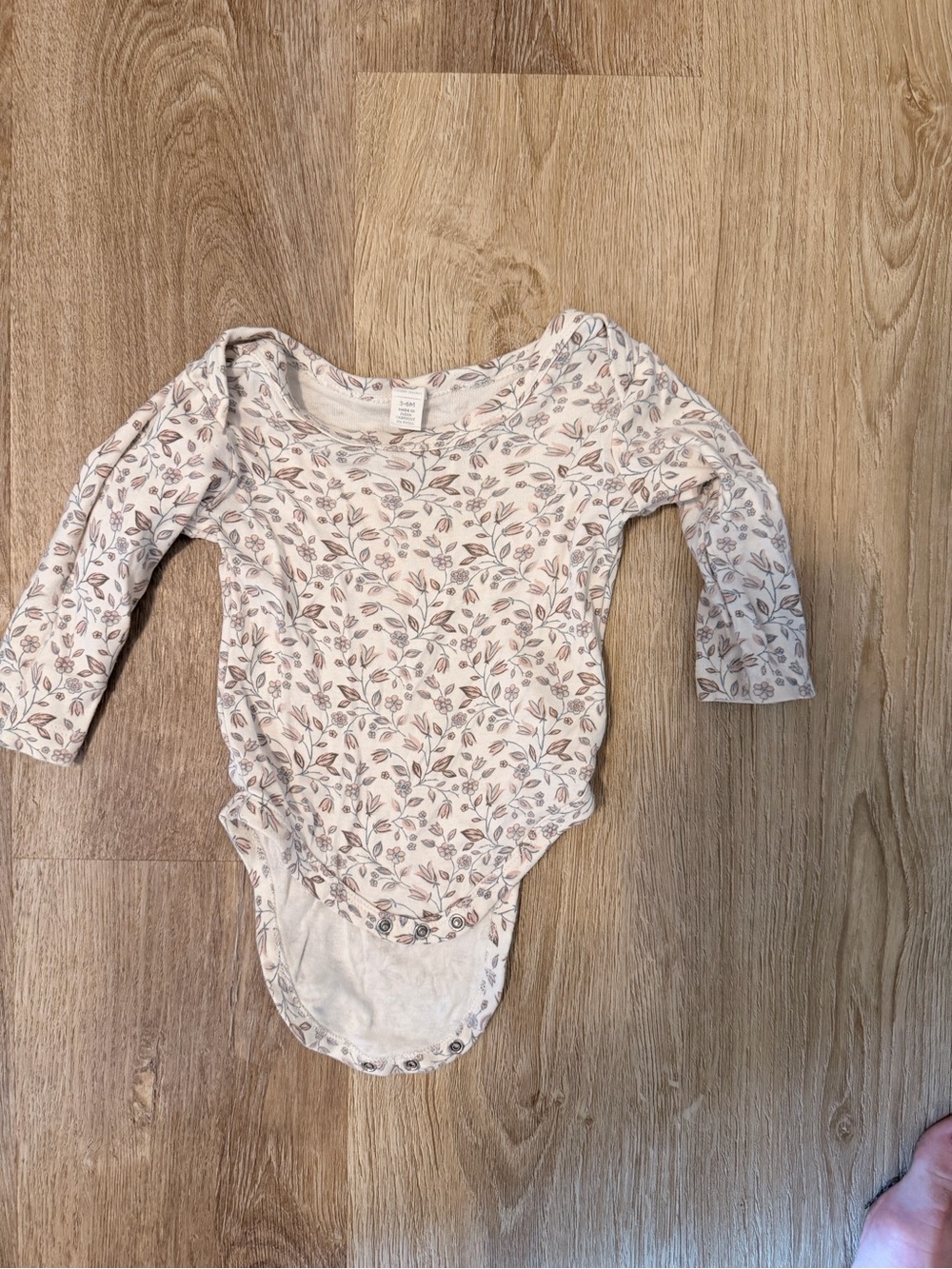 Colored Organics Long-Sleeve Floral Bodysuit - Cream & pink